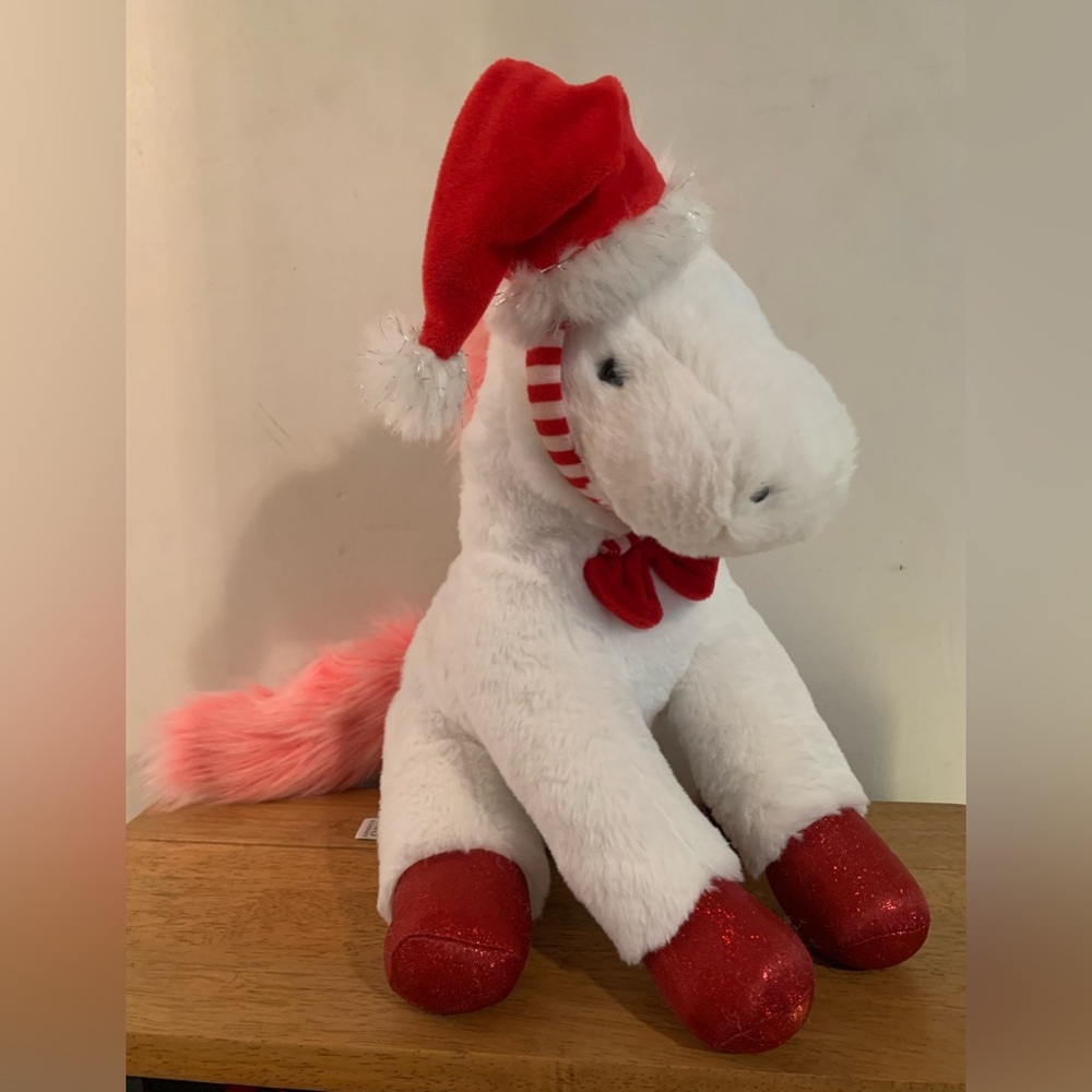 FAO Schwarz Plush Pony with Removable Santa Hat Headband Wear and Share 12”
